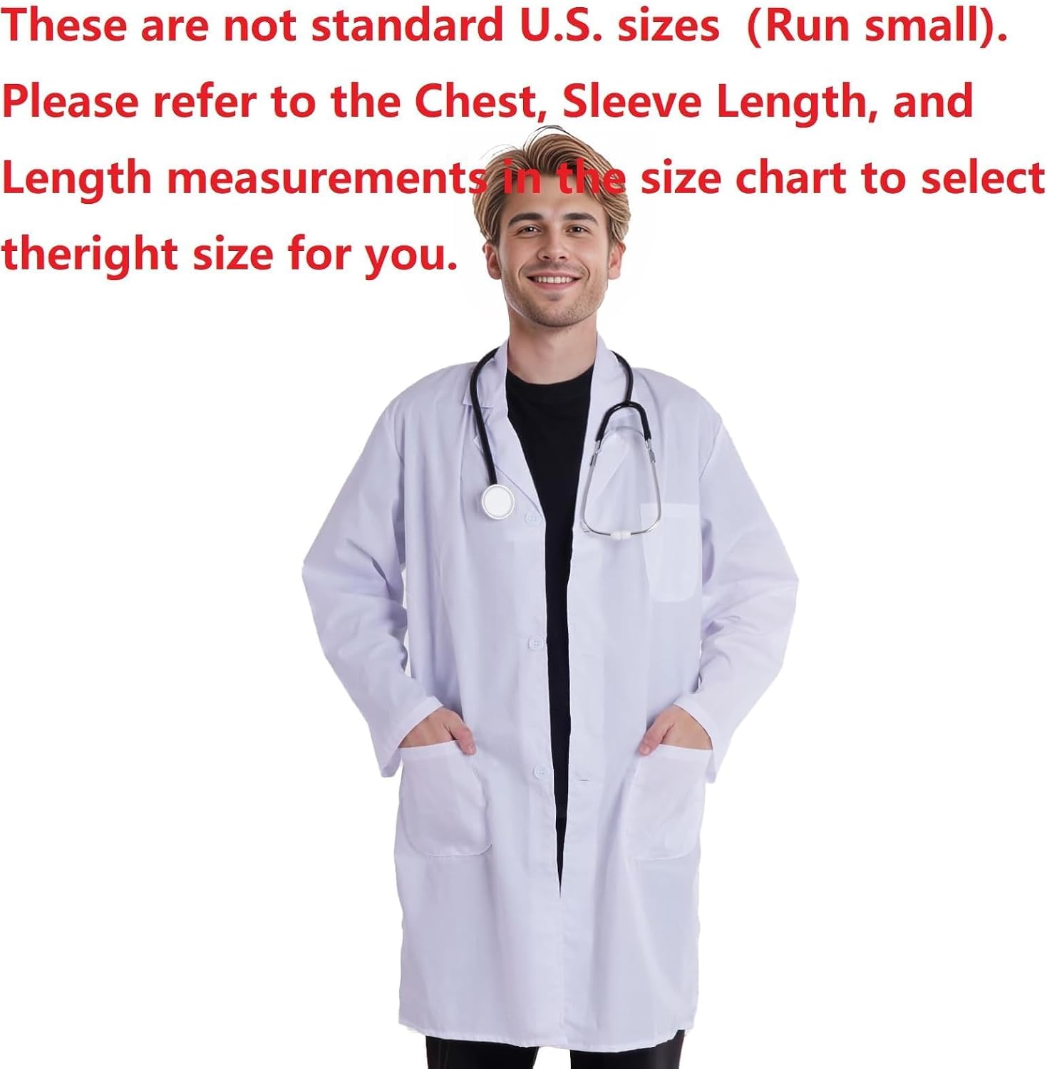 Scientist Doctor Costume Lab Coat Women Men Halloween White Long Flat Sleeve Lab Coats Accessories with Stethoscope