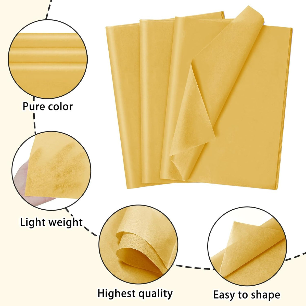 120 Sheets 14 x 20 Inch Gold Tissue Paper for Gift Bag Wrapping