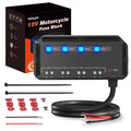 12V Motorcycle Fuse Box 20A Low Profile Terminal Block Holder w/LED Indicator 4 Circuits Protection Battery Relay for