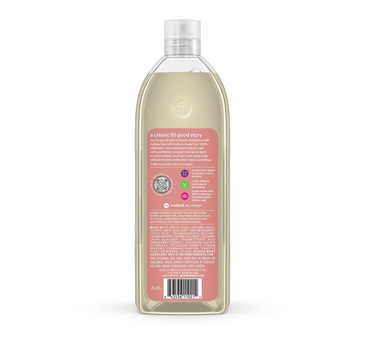 Premium Gel Hand Soap Refill, Vanilla + Raspberry, 34 fl oz, 4 Pack