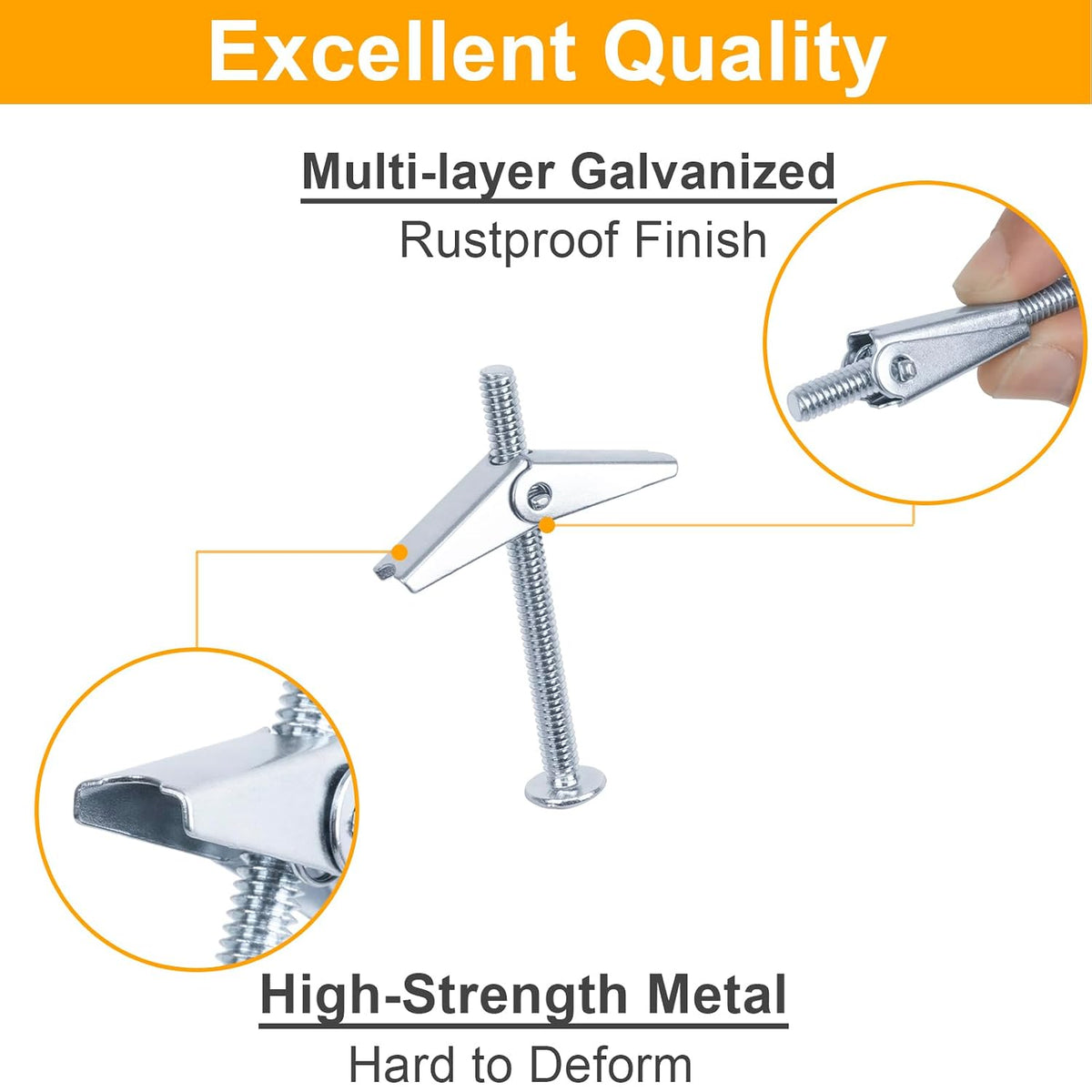 Drywall Anchors Assortment Kit With Self Drilling Wall Anchors and Heavy Duty Toggle Bolts, Metal/Plastic Dry Wall