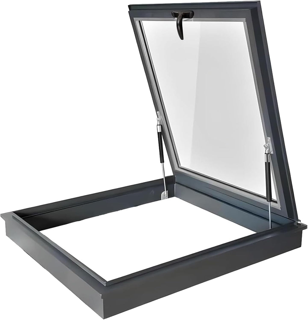 Roof Hatch Roof Skylight with Reinforced Glass, Sloped Flat Roof Lighting Well Window For Indoor Attic with
