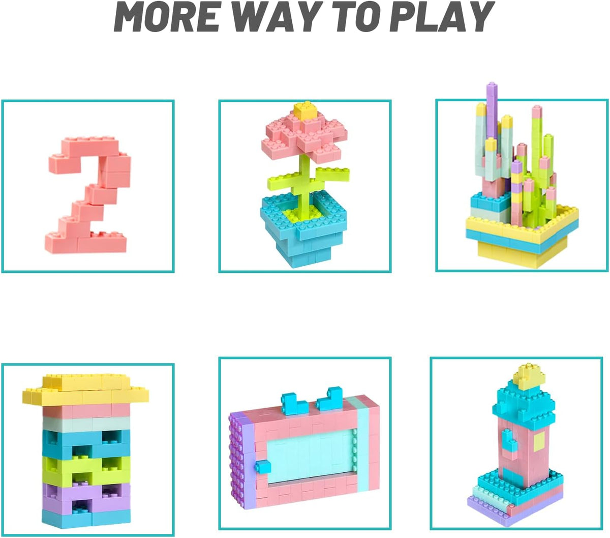 1000 Piece Bulk Building Bricks, Pastel Basic Blocks Set