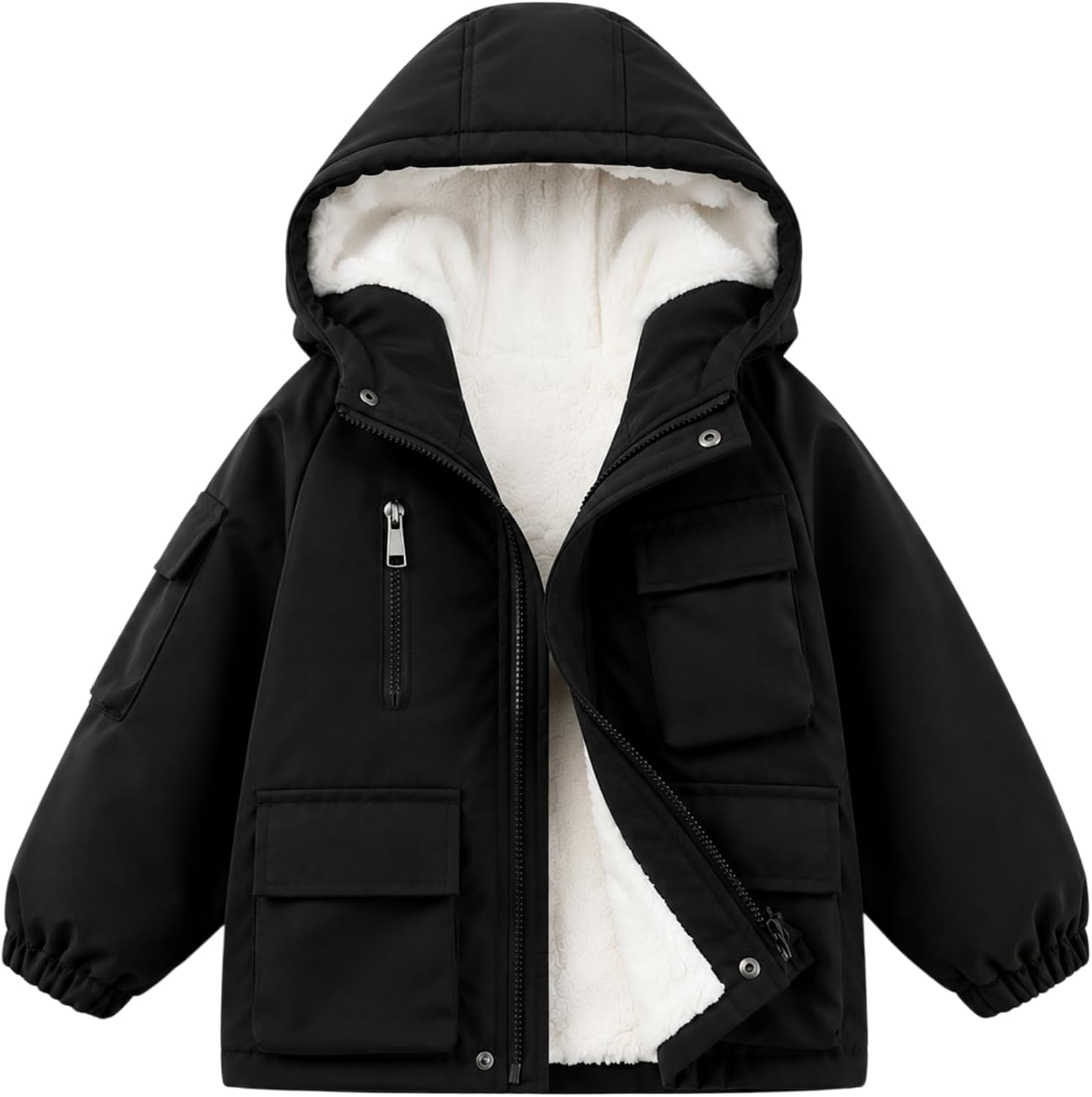 Boy's Winter Coat Fleece Lined Waterproof Jacket Puffy Coat Thick Hooded Down Outdoor Coats