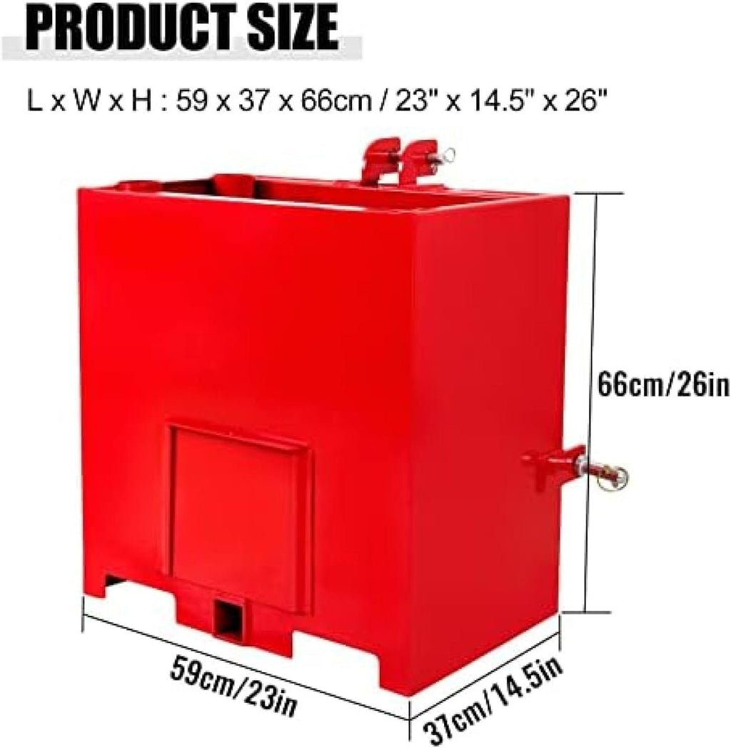 3 Point Ballast Box, 800lbs Capacity Hitch Ballast Box, Standard 2'' Hitch Receiver, Tractor Ballast Box with 5cu. Ft