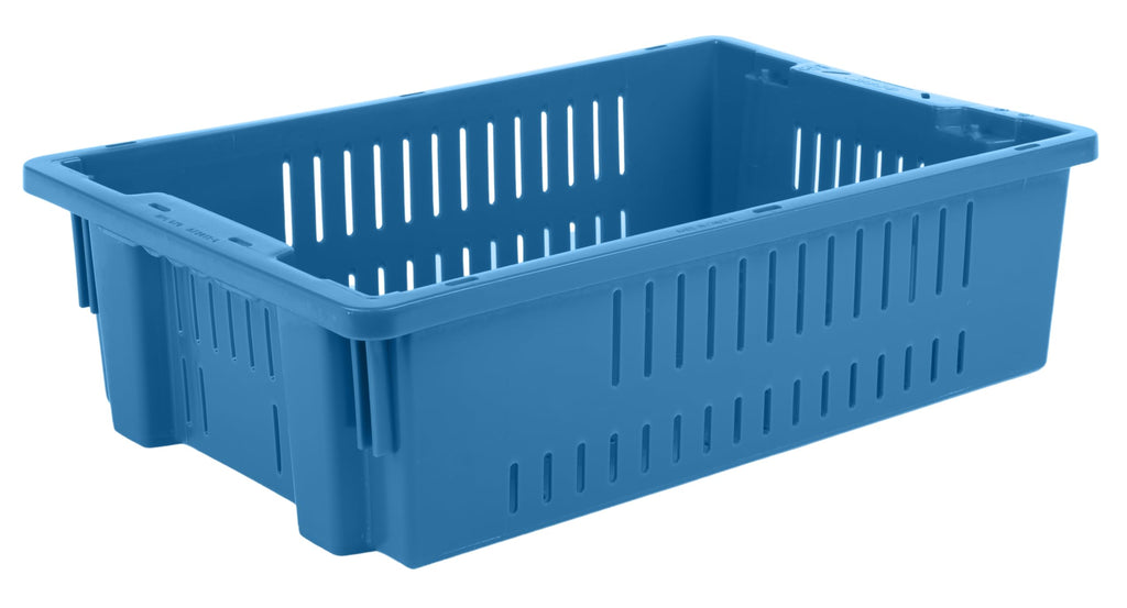 Hudson Exchange 20 x 13 x 5.6" (4 Pack, 4.5 Gallon) Agricultural Nest and Stack Vented Crate Handled Storage