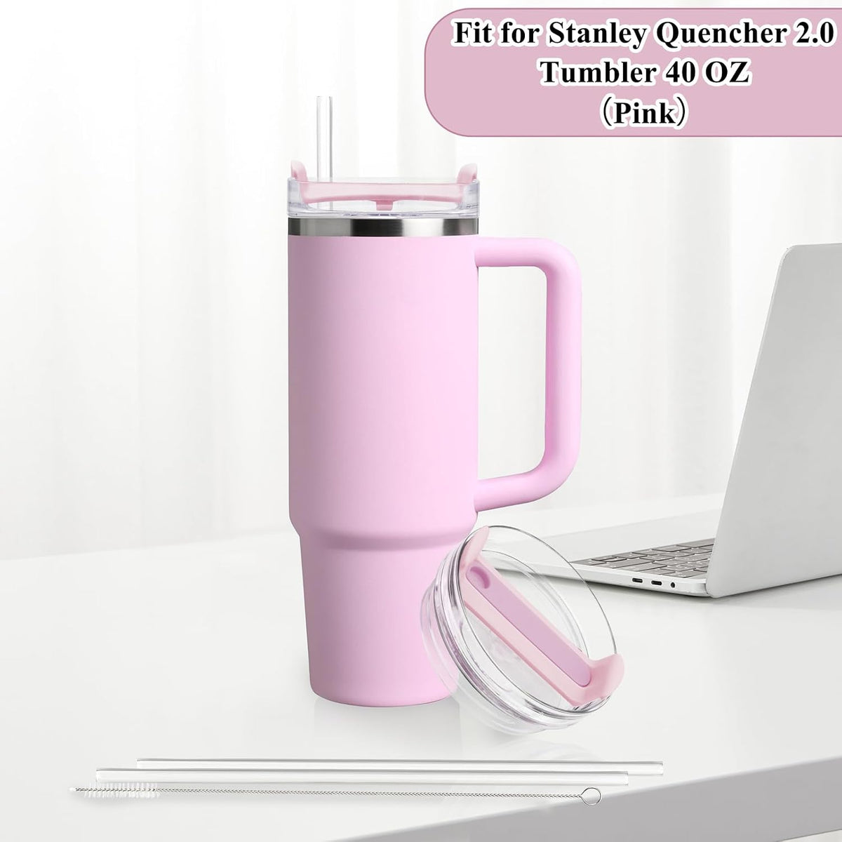 40oz Tumbler Lid Compatible for Stanley, 2 Pack Replacement Tumbler Lids Fit for Stanley Quencher 2.0 Tumbler 40 OZ