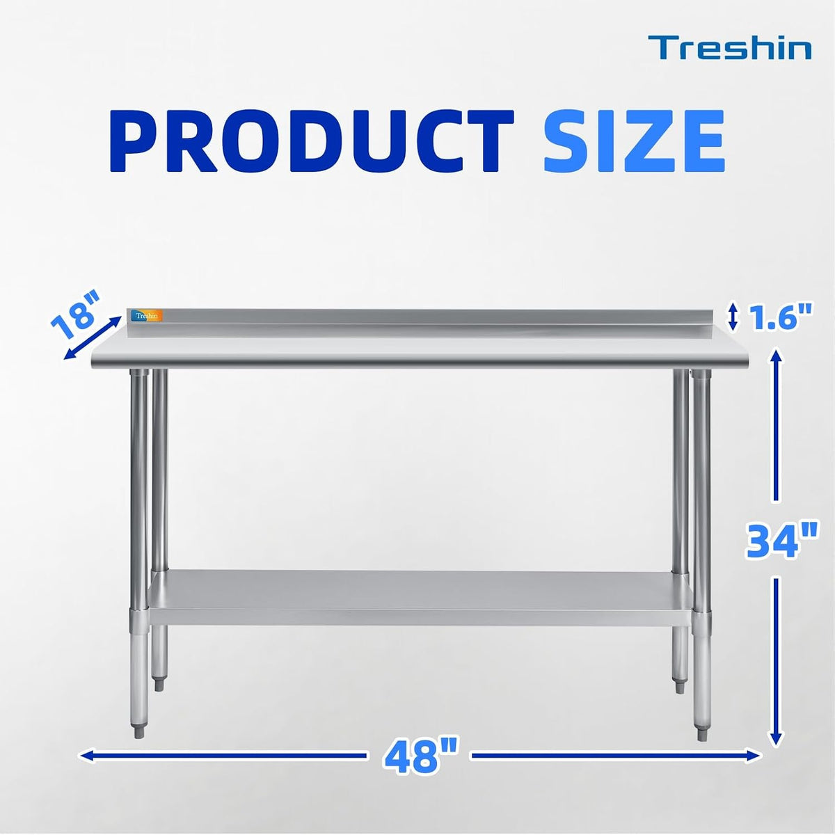 Stainless Steel Table 18" X 48" Commercial Prep & Work Table