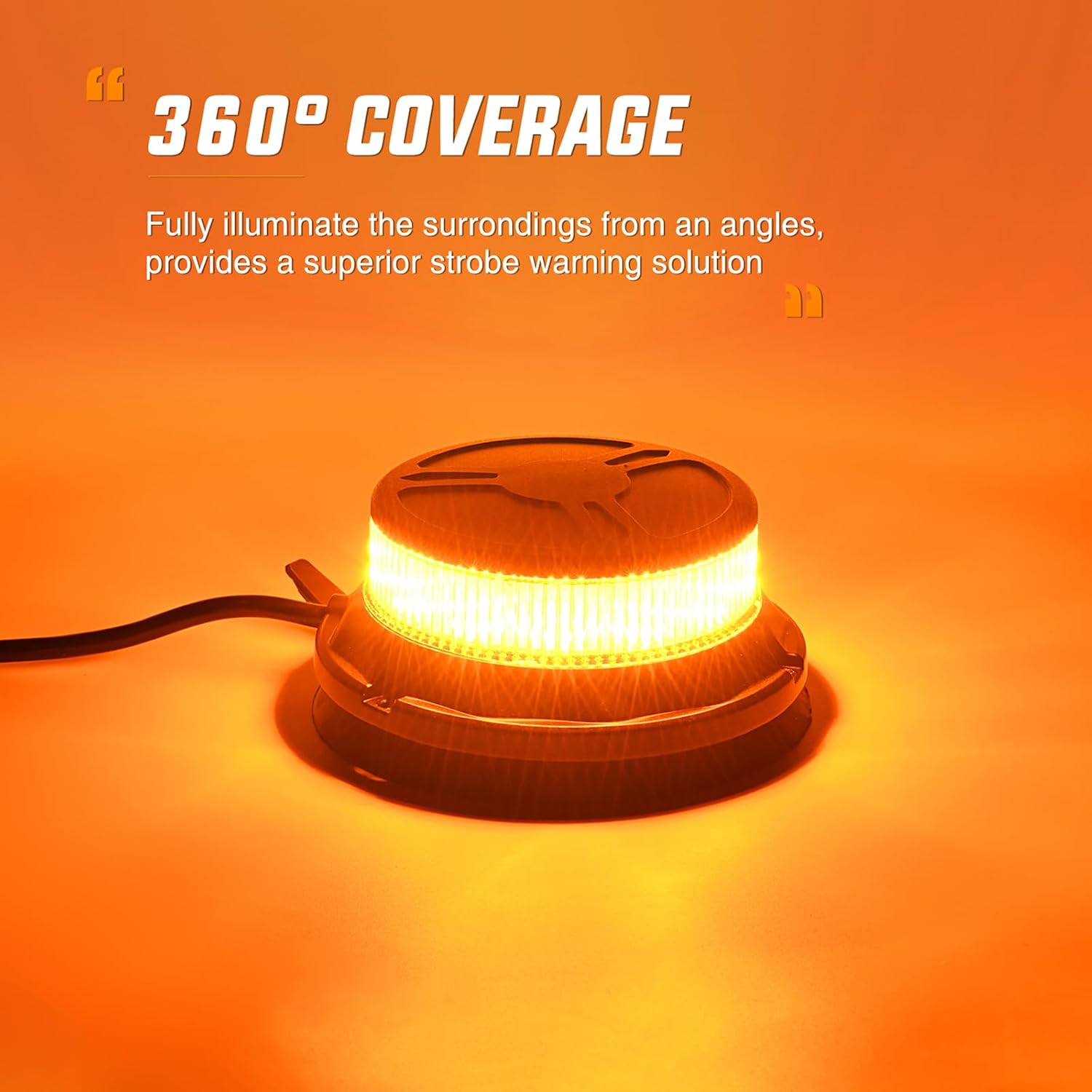 Amber Beacon Light 12V-24V Aluminum Base Flashing Safety Warning Lights Permanent & Magnet Mount LED Emergency