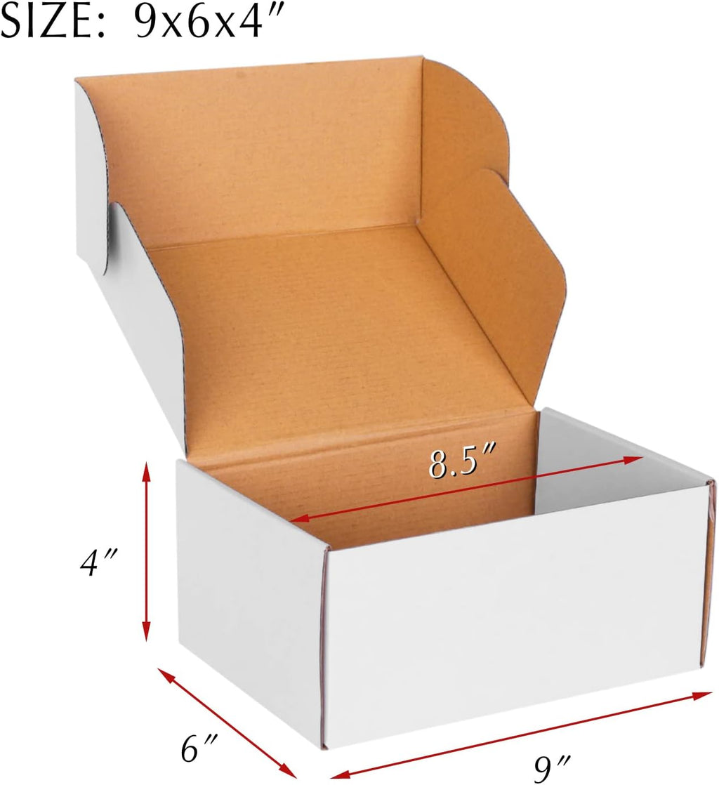9x6x4 White Cardboard Boxes - 30 Pack Shipping Boxes for Small Business Mailing, Corrugated Packaging