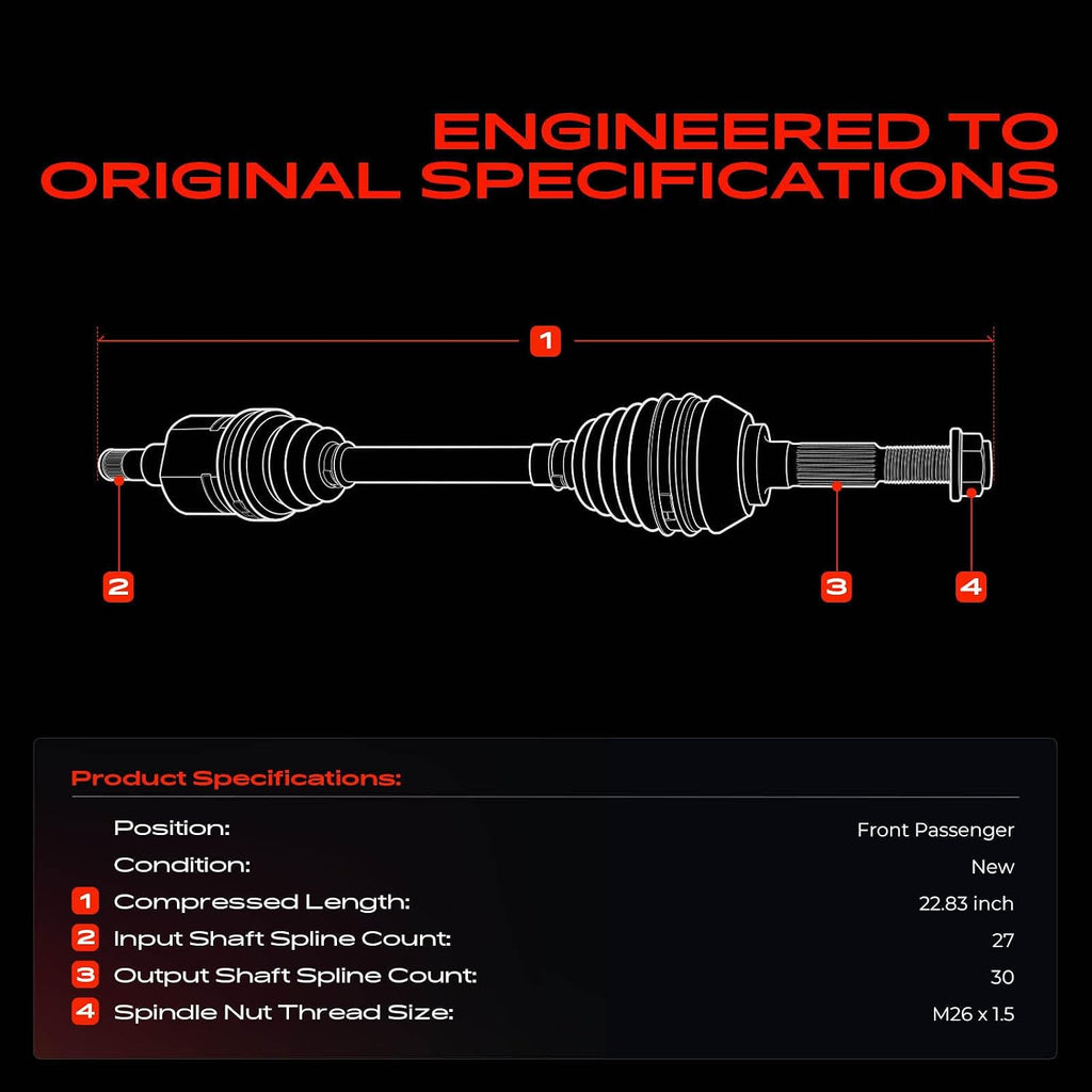A-Premium Front Right Passenger Side CV Axle Shaft Assembly
