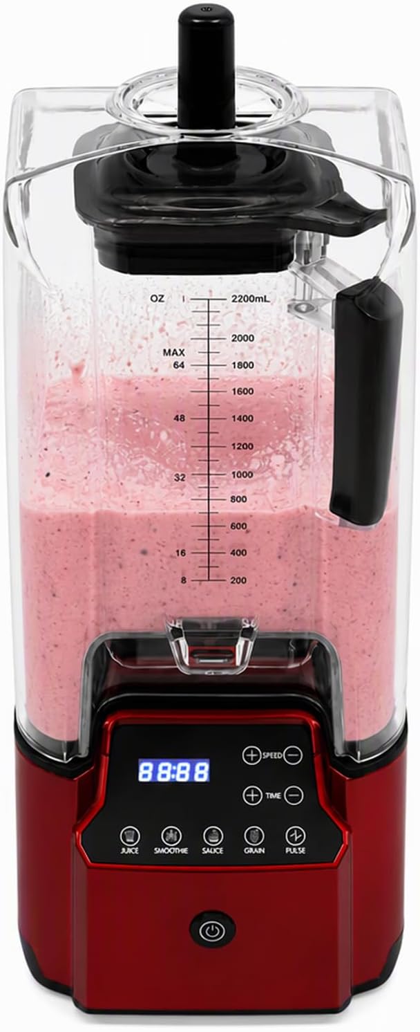 2200W Commercial Blender with Soundproof Cover,9 Speeds and 5 Modes