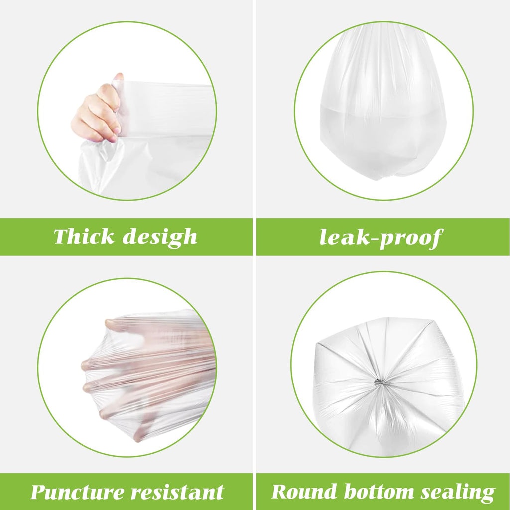 Medium Clear Trash Bags 8 Gallon 330 Count Kitchen Garbage Bags