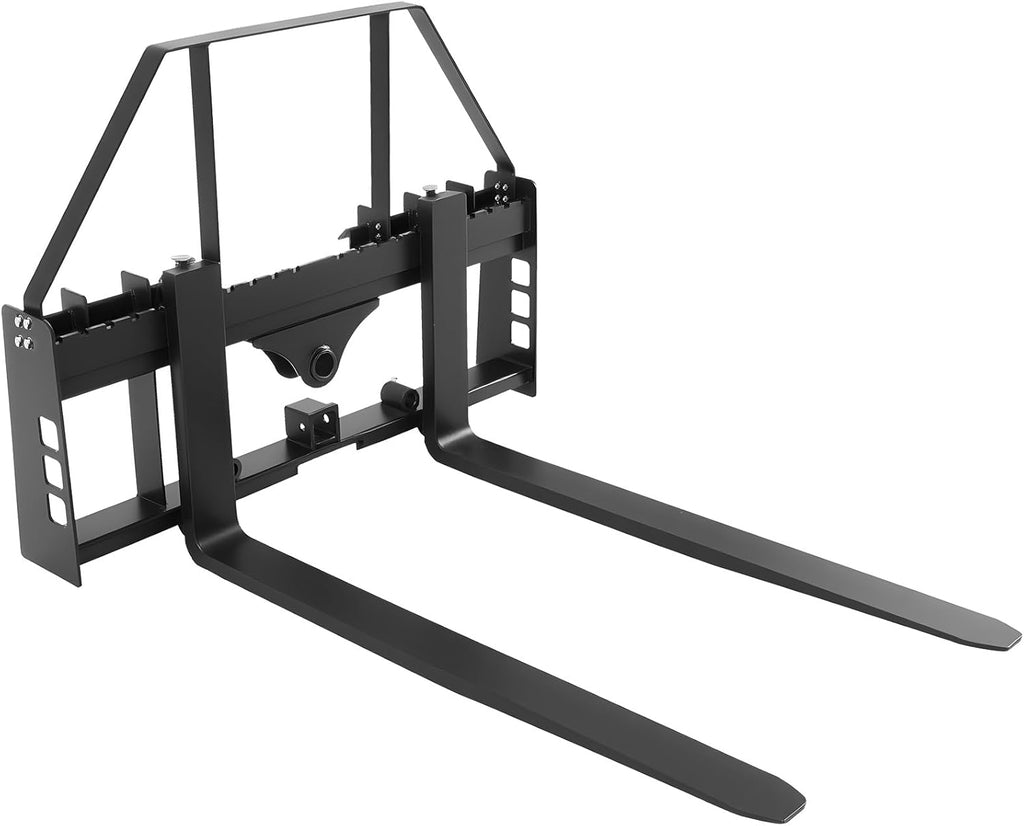 Skid Steer Pallet Forks, 45" Pallet Fork Frame with 48" Fork Blades, 2-inch Hitch Receiver & Spear Sleeves, Rated
