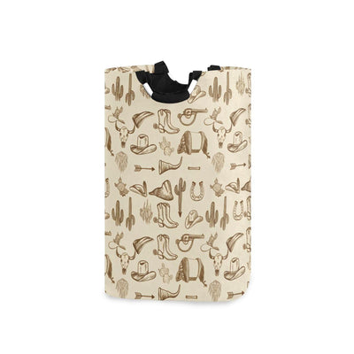Laundry Hamper Basket Western Cowboy Elements Collapsible Nursery Storage Bin Waterproof Clothing Baskets for Home