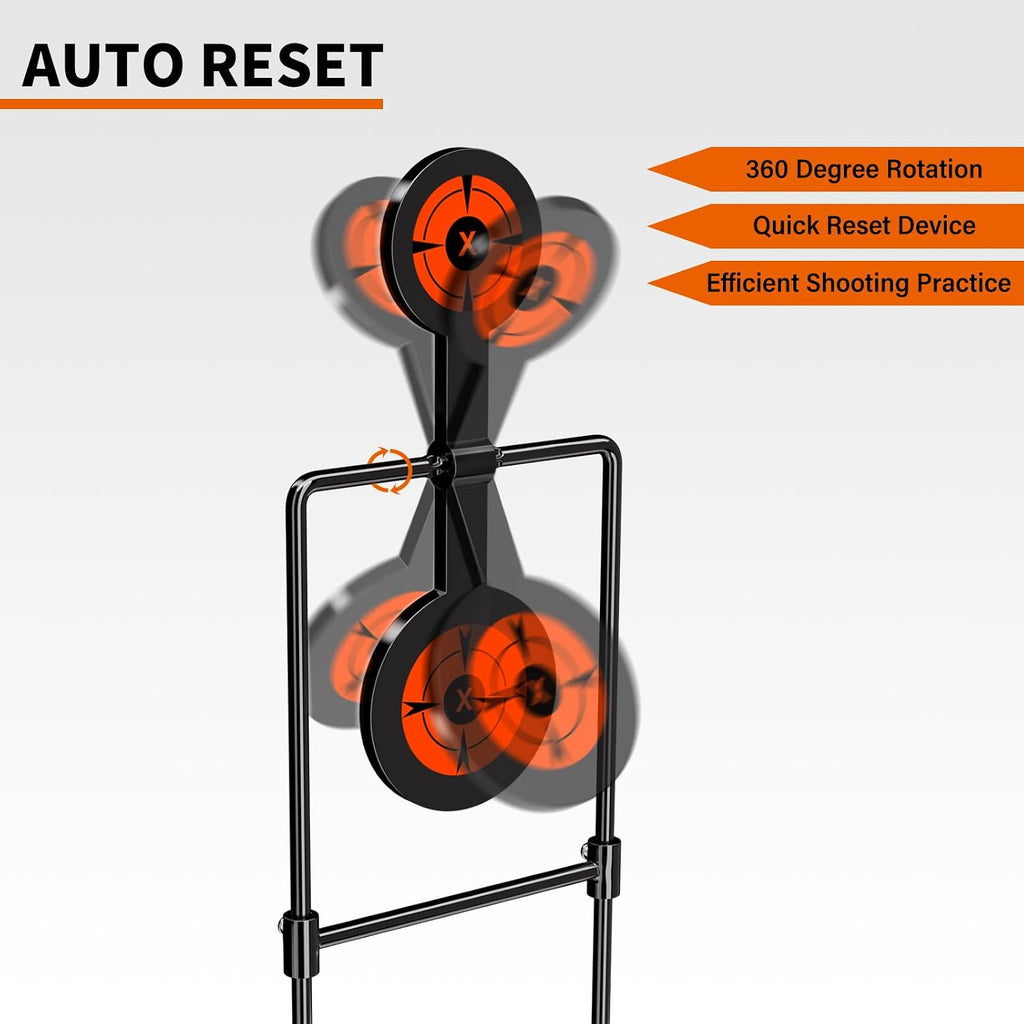 3/8 Inch Thick Double Spinner Shooting Targets - Auto Reset Steel Target - for Centerfire Handguns Up to .44 Magnum