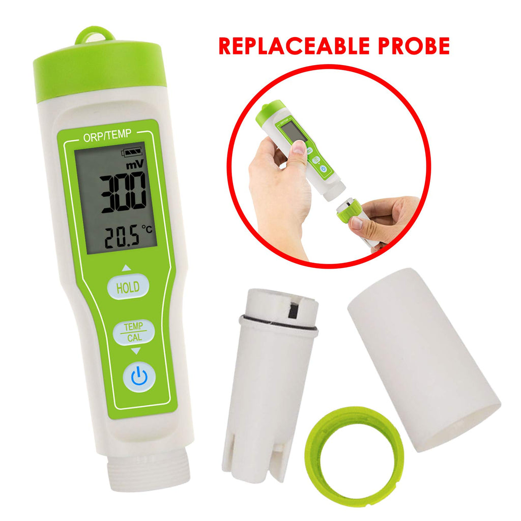 2 in 1 ORP & Temperature Meter, Digital ORP Meter with ORP Buffer Powder/Automatic Calibration Function, Portable ORP Tester for Water Quality Measurement