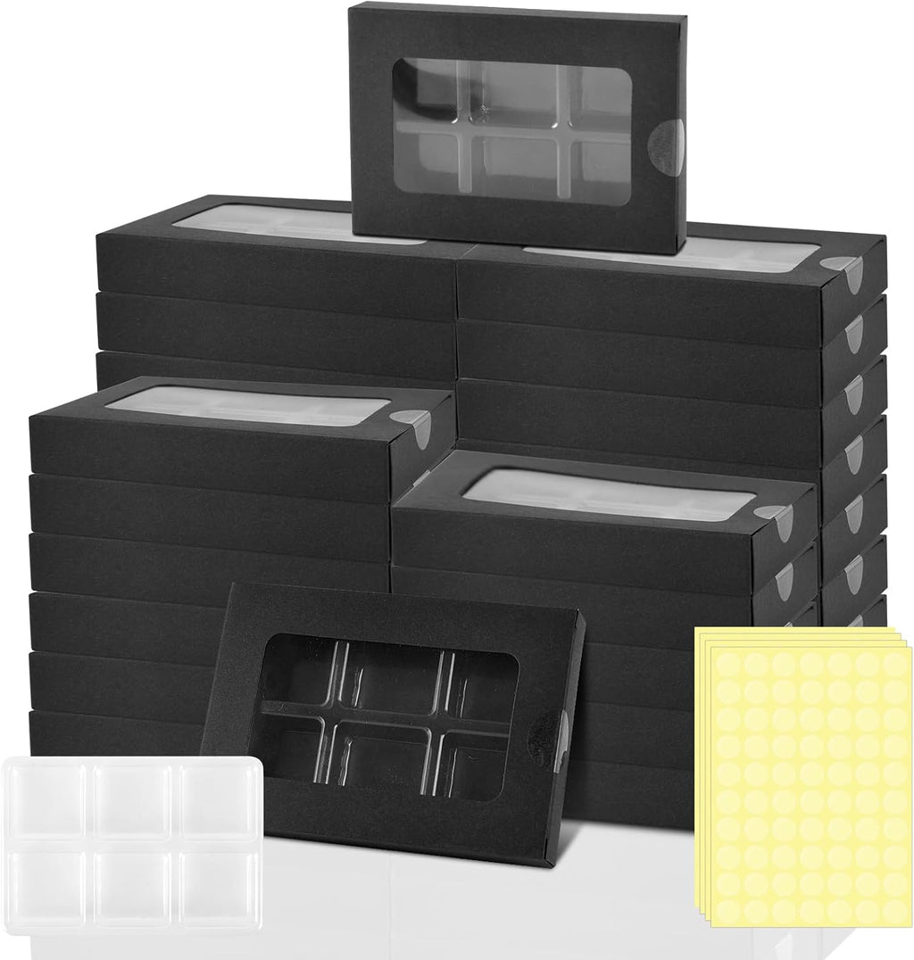 100 Pcs Gift Boxes for Wax Melts Plastic Mold with Box Wax Melt Boxes Crystal Clear Wax Melt Molds Wax Melts