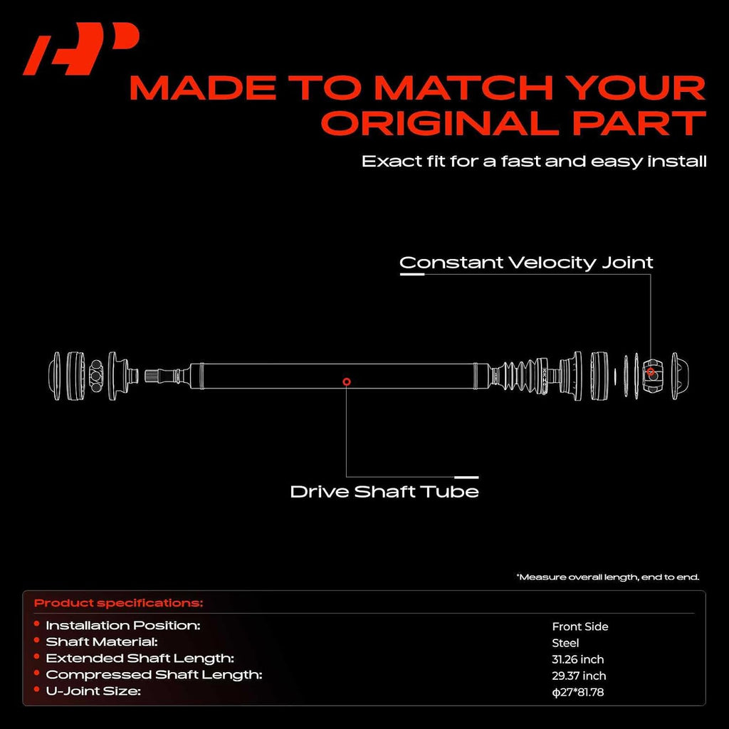 A-Premium Front Drive Shaft Driveshaft Assembly Compatible with Ford, Mazda