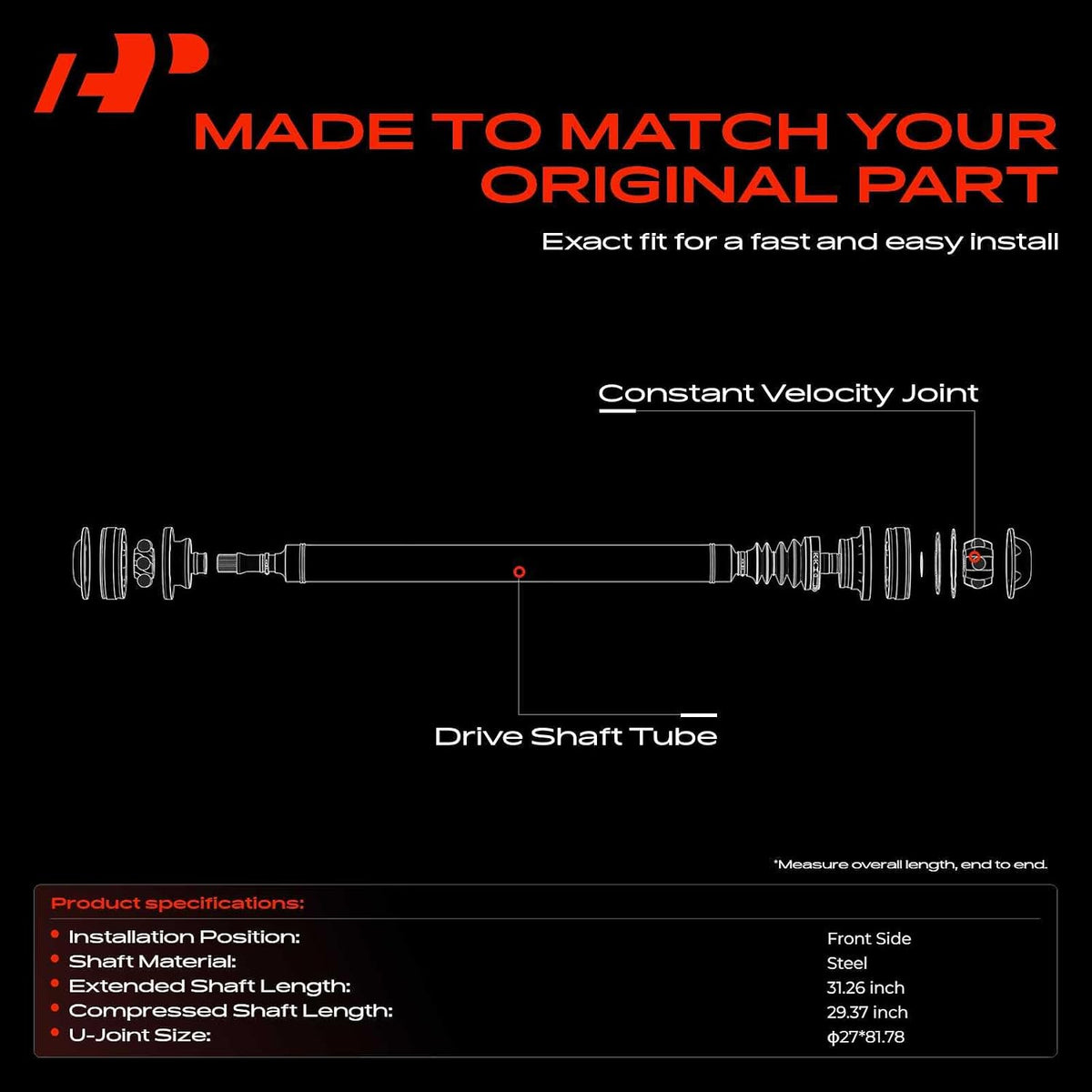 A-Premium Front Drive Shaft Driveshaft Assembly Compatible with Ford, Mazda