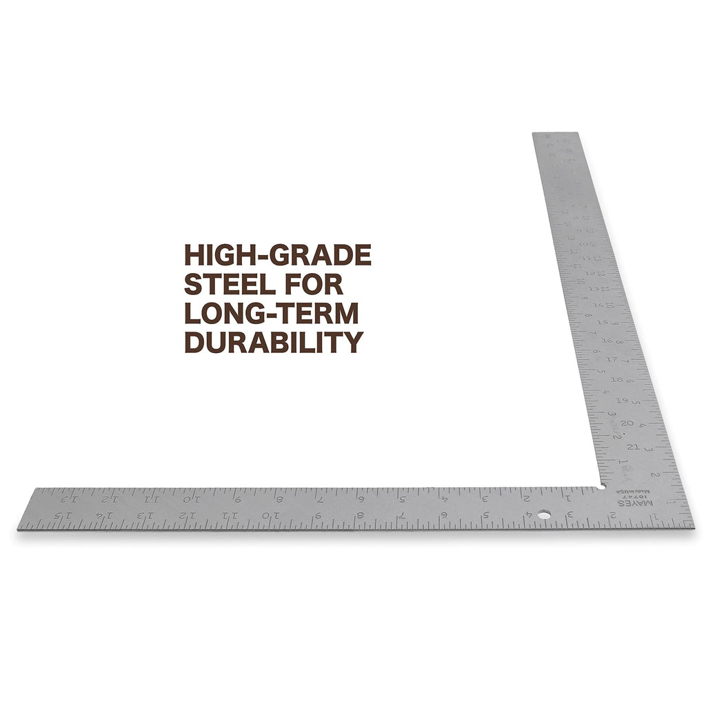 Mayes 10747 Steel Framing Square Made in USA 16"x24" with Graduations