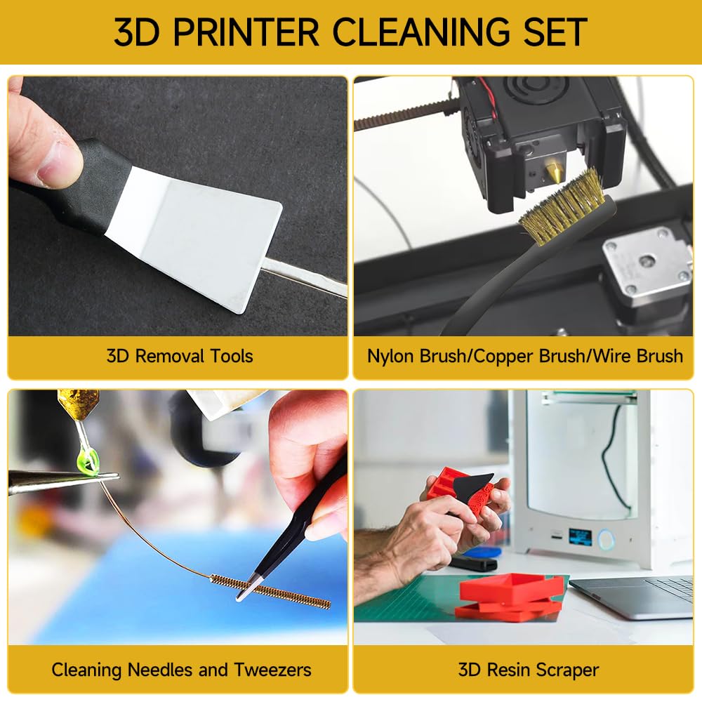 3D Printer Tool Kit 3D Printing Accessories Includes Deburring Tools,Needle Files,Brushes,Tweezer,Gloves,Scraper,Wire