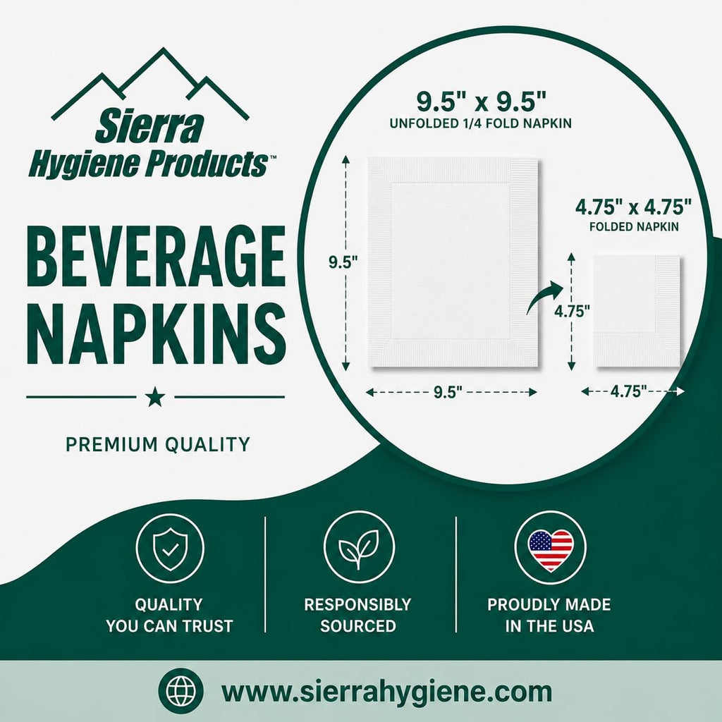 Sierra Touch 1,000 Count 2-Ply Beverage Napkins, USA (Black)