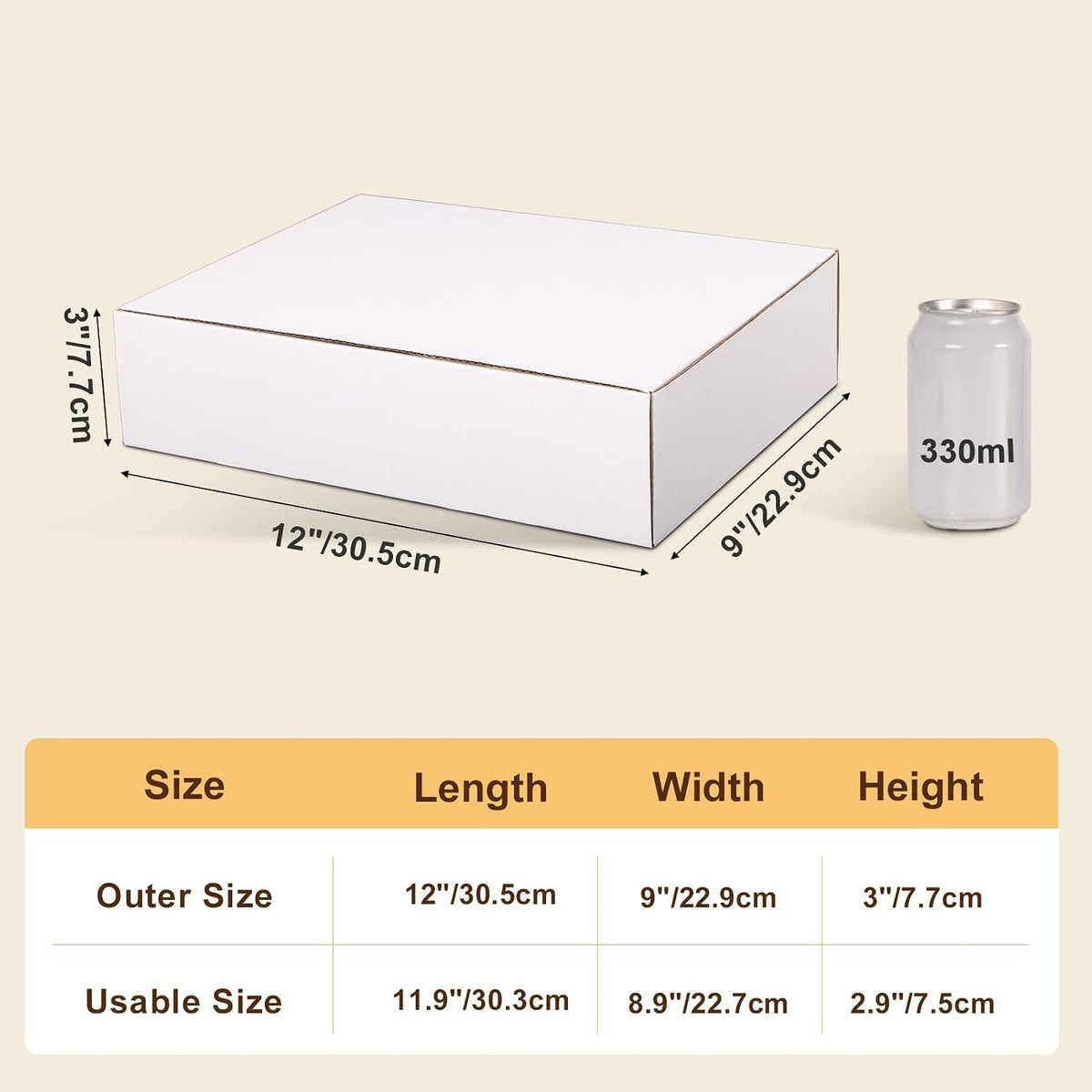 12x9x3 White Shipping Boxes, 25 Pack Corrugated Mailer Boxes for Small Business Packaging, Quick Fold Cardboard