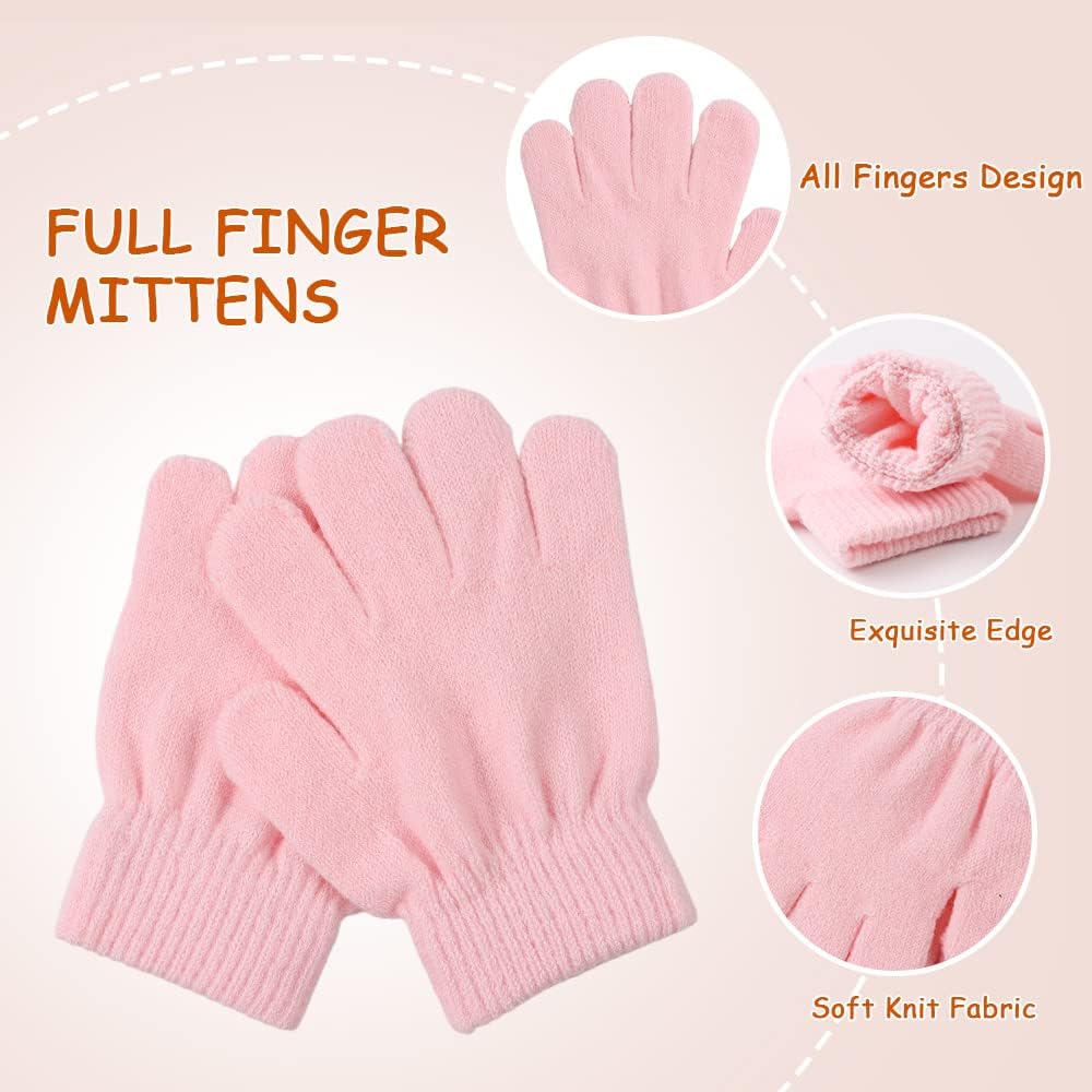 Kids Winter Beanie Hat Scarf Gloves Set Knit Warm Toddler Winter Cap Gloves Neck Warmer for Boys Girls 1-8 Year