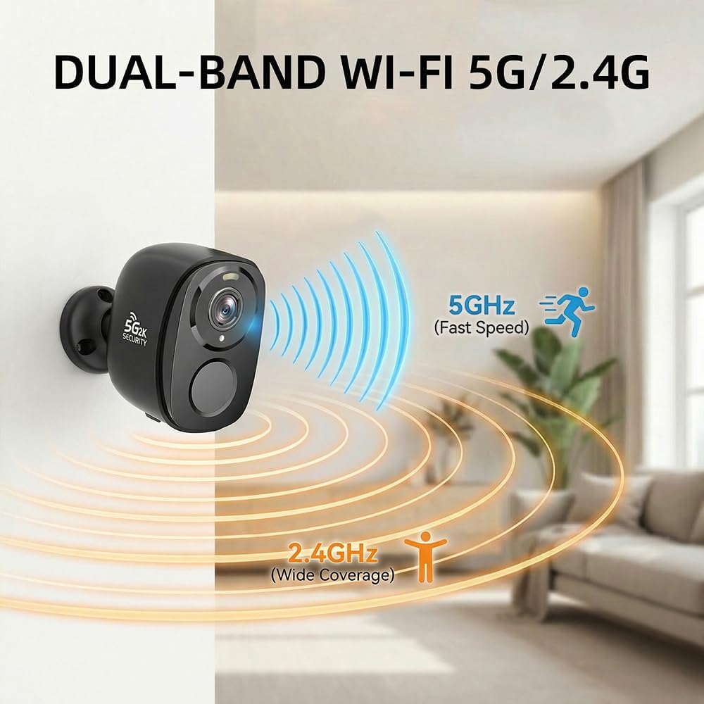 4Pack 5G/2.4G Security Cameras Wireless Outdoor,2K Battery Powered AI Motion Detection Siren Alarm WiFi Home Indoor