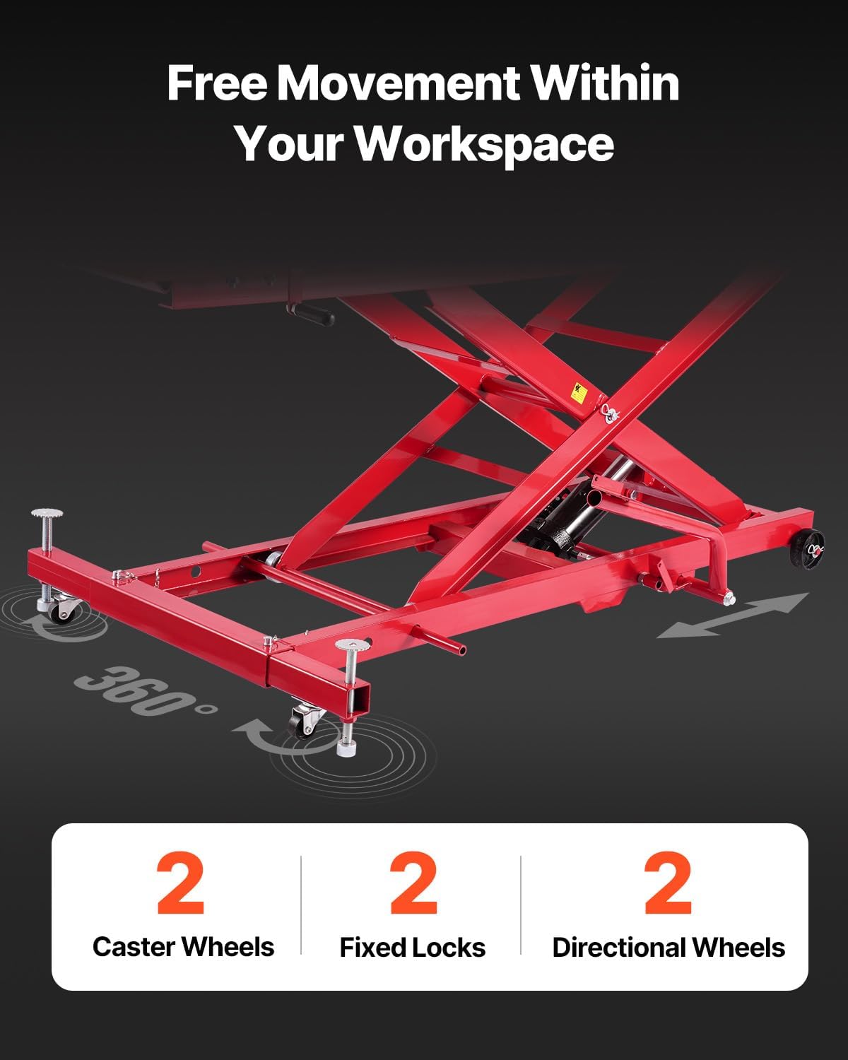 Motorcycle Lift Table, 1000lbs Weight Capacity, 360° Flexible Moving Motorcycle Jack Stand, 8.6-31 in Height Range