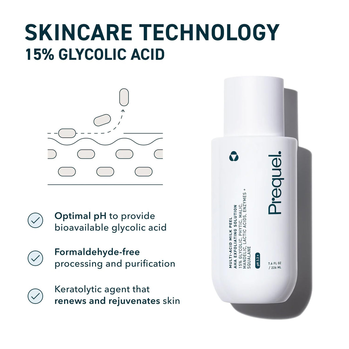 Skin Multi Acid Milk Peel - Glycolic Lactic AHA Exfoliant 7.6oz