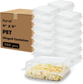 Clamshell Take Out Food Containers [9.3"x8.6" - 200 ct] Durable, Stackable, Crack-Resistant To Go Boxes | Translucent