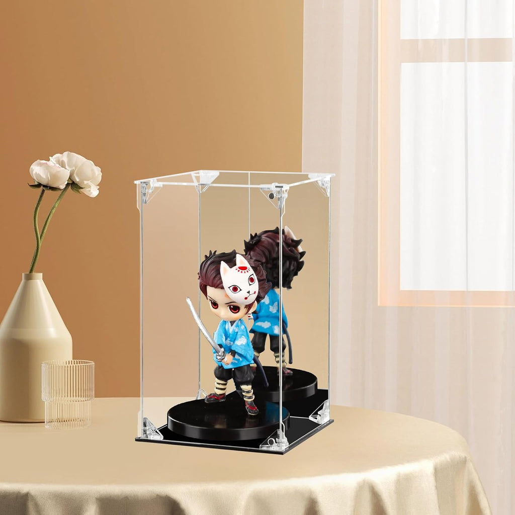 Acrylic Display Case Clear Action Figure Display Case with Mirrored Back, Dustproof Protection Display Box