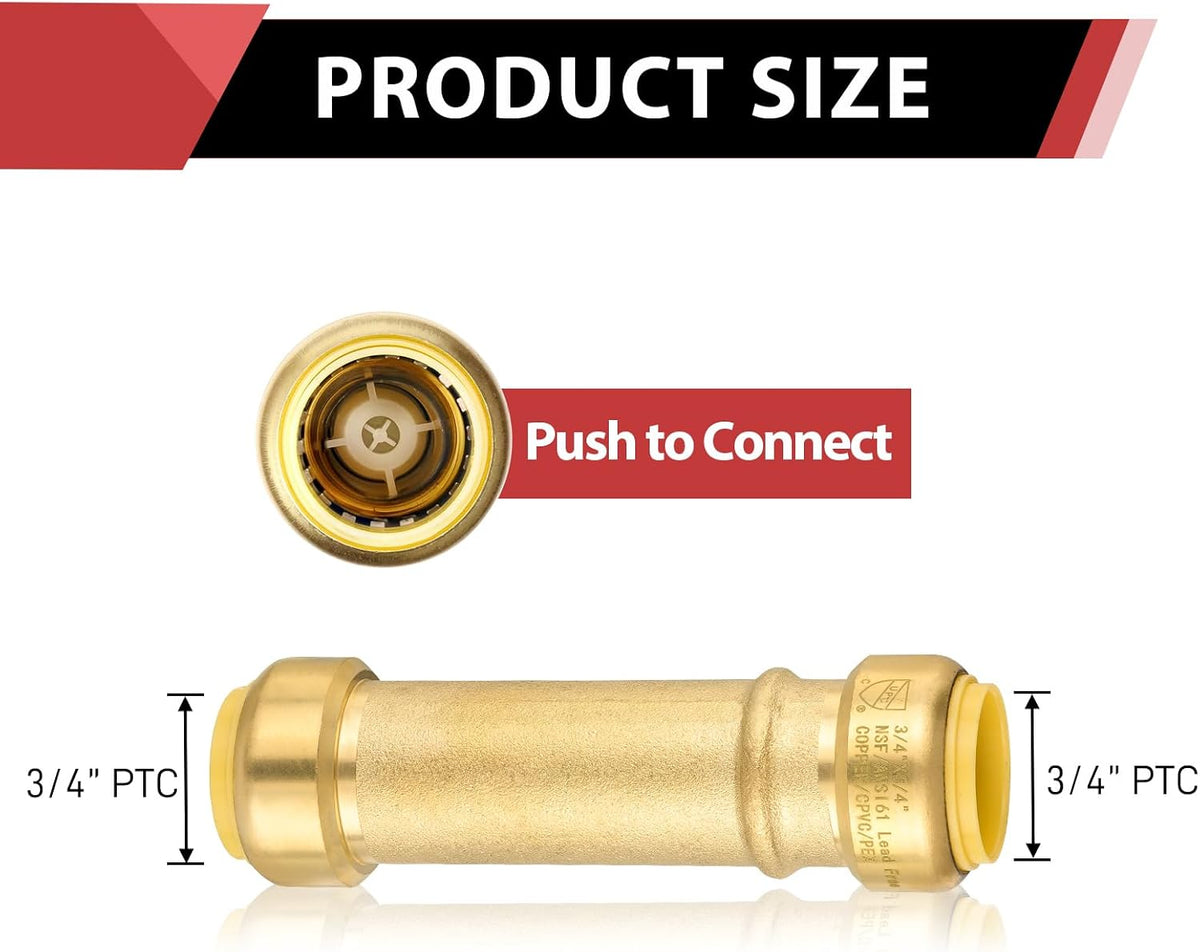 2Pcs EFIELD Push Fit Slip/Repair 3/4 Inch Coupling(PF107-2)