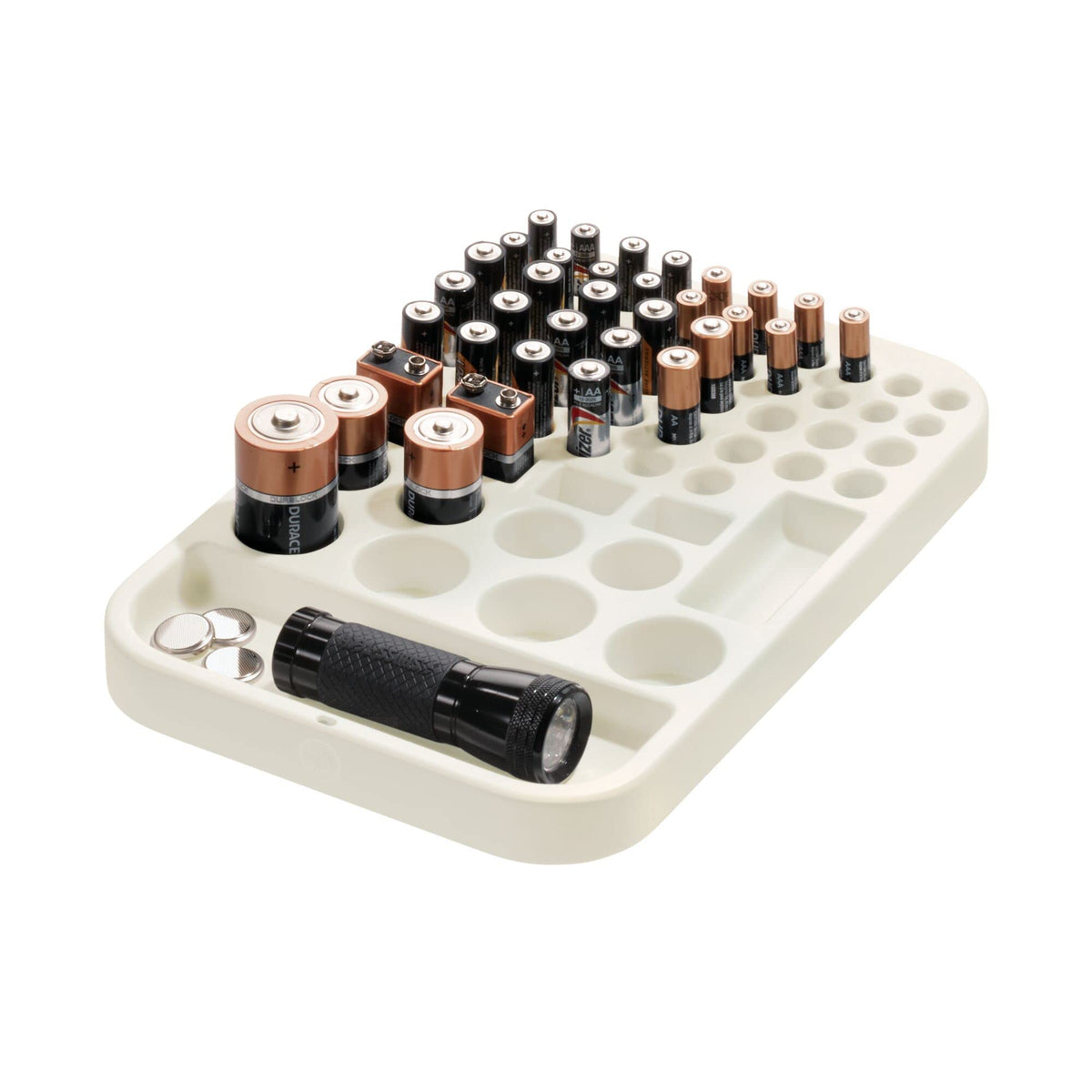 Plastic Divided Battery Organizer Insert, Coconut