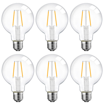5W Dimmable G25 LED Globe Light Bulb, G25 LED Vintage Light Bulb, 60W Equivalent, 500Lumens, 2700K Soft White, E26