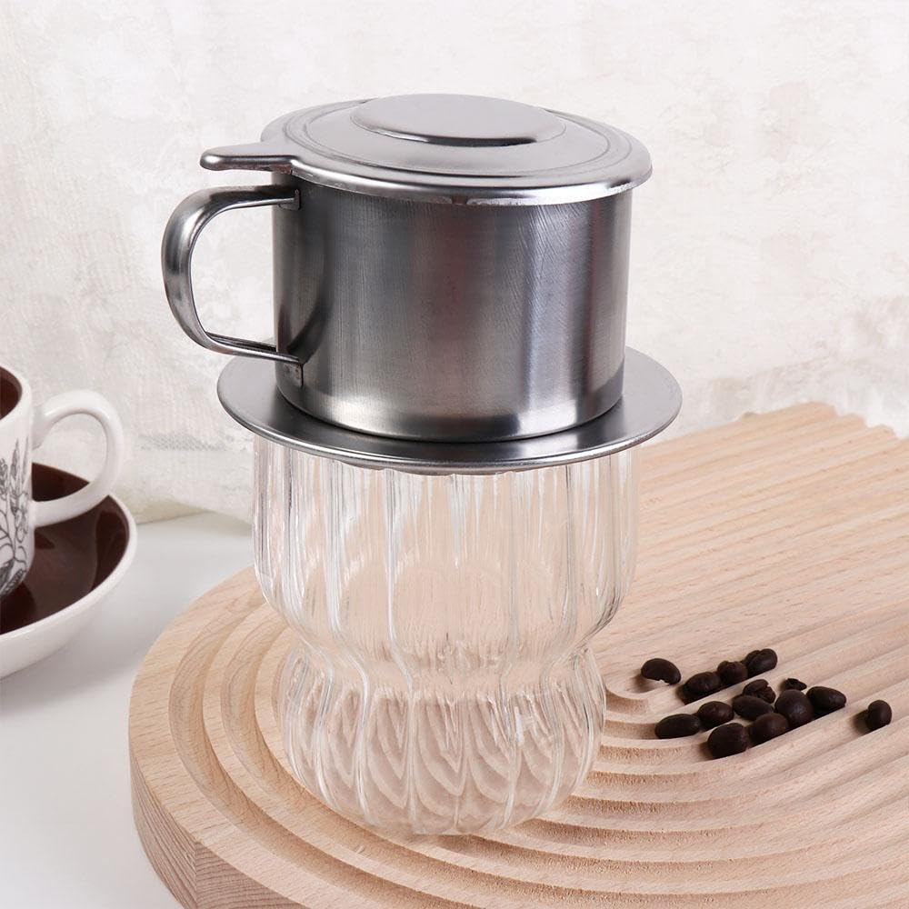 Generic Stainless Steel 100ml Vietnamese Coffee Drip Filter Pot Pour Over Coffee Maker for Home Kitchen Office