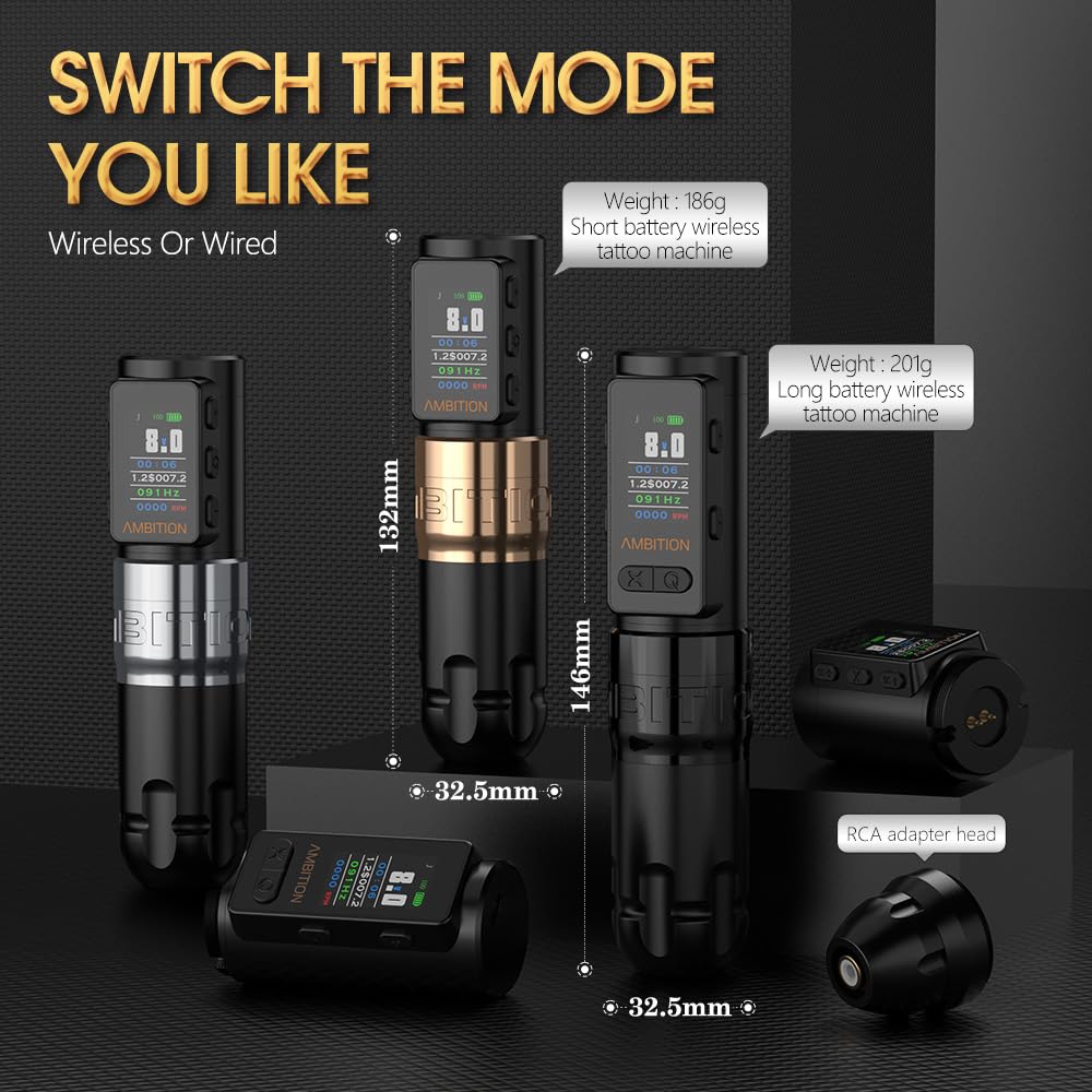 Soldier Max Tattoo Machine Rotary 2400mAh Cartridge Pen Gun with Extra 1800mAh Battery Billing Function Frequency