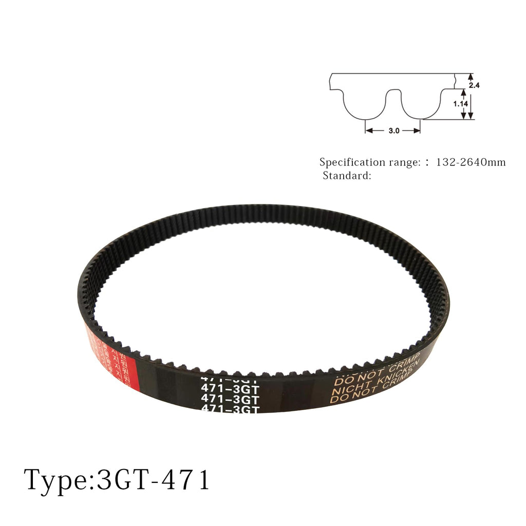HUANLING 2pcs 3GT Closed Loop Synchronous Timing Belt 471-3GT-6, 157 Teeth, 471mm Length*6mm Width, Rubber Conveyor Drive Belt