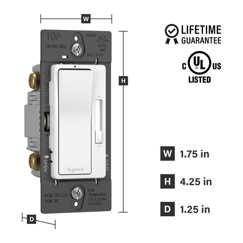 Legrand Radiant 450W LED Dimmer Light Switch 3-Way Rocker White 3-Pack
