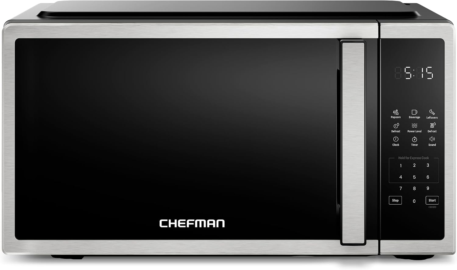Compact Countertop Microwave, 0.7 Cu Ft, 700W, Stainless | 10 Power Levels, 3 One-Touch Presets, +30 Second Button