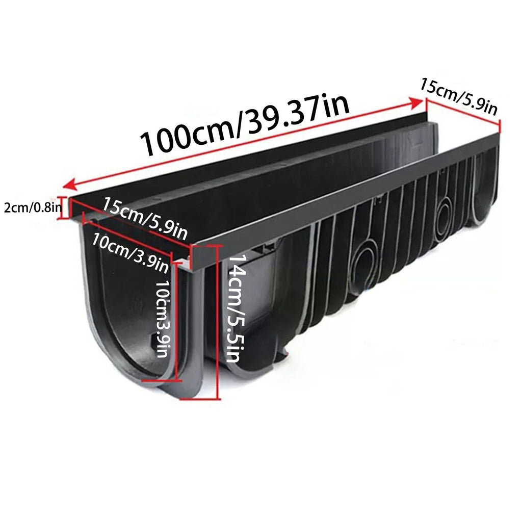 20in / 40in Deep Profile Hdpe Trench Drain System, Heavy Duty Drainage System, Channel Drain Plastic Yard Drainage