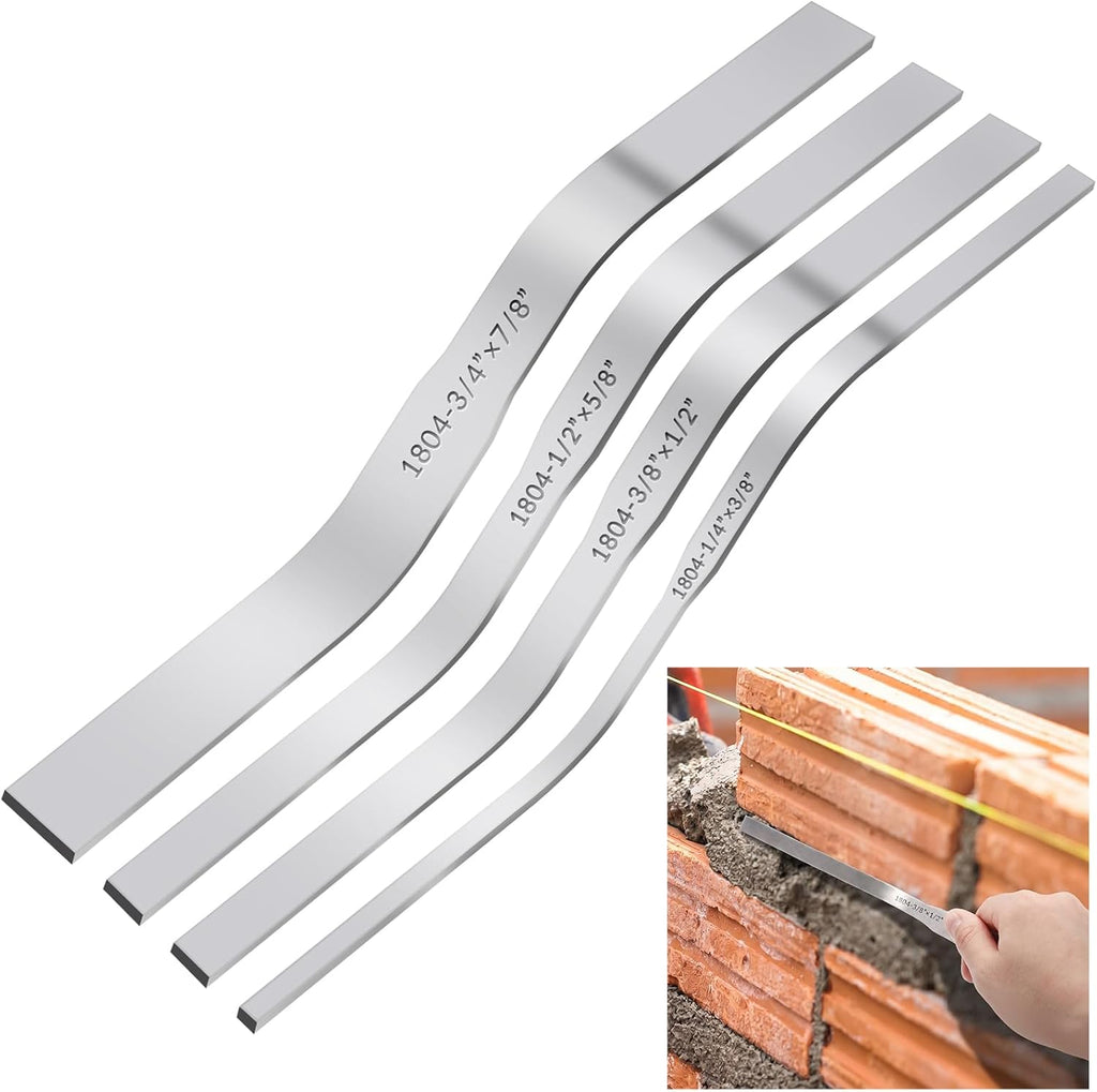 4 Pcs Double Ended Brick Jointer Concrete Jointer Tuck Pointing Tools with 4 Sizes 3/8" x 1/4" 3/8" x 1/2" 5/8" x