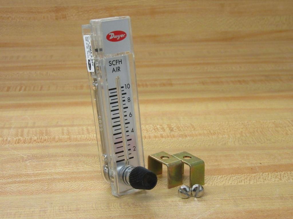 Dwyer Rate-Master Flowmeter, RMA-5-SSV, 4% Acc, 1-10 SCFH air, SS Valve, PC Body