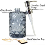 12Oz Diamond Grey Glass Soap Dispenser with 304 Rust Proof Soap Pump