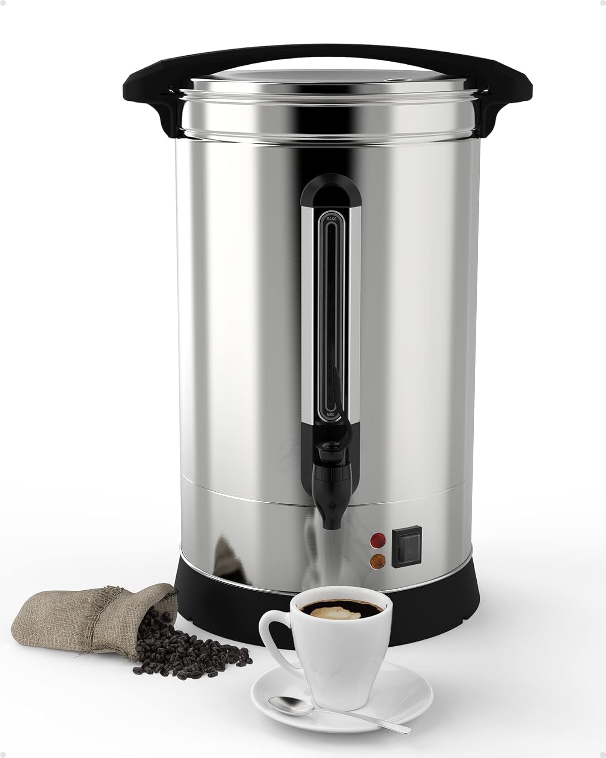 Coffee Urn 100 Cup, 14L/3.8Gal Commercial Coffee Maker for Party Buffet Wedding, Stainless Steel Large Hot Coffee