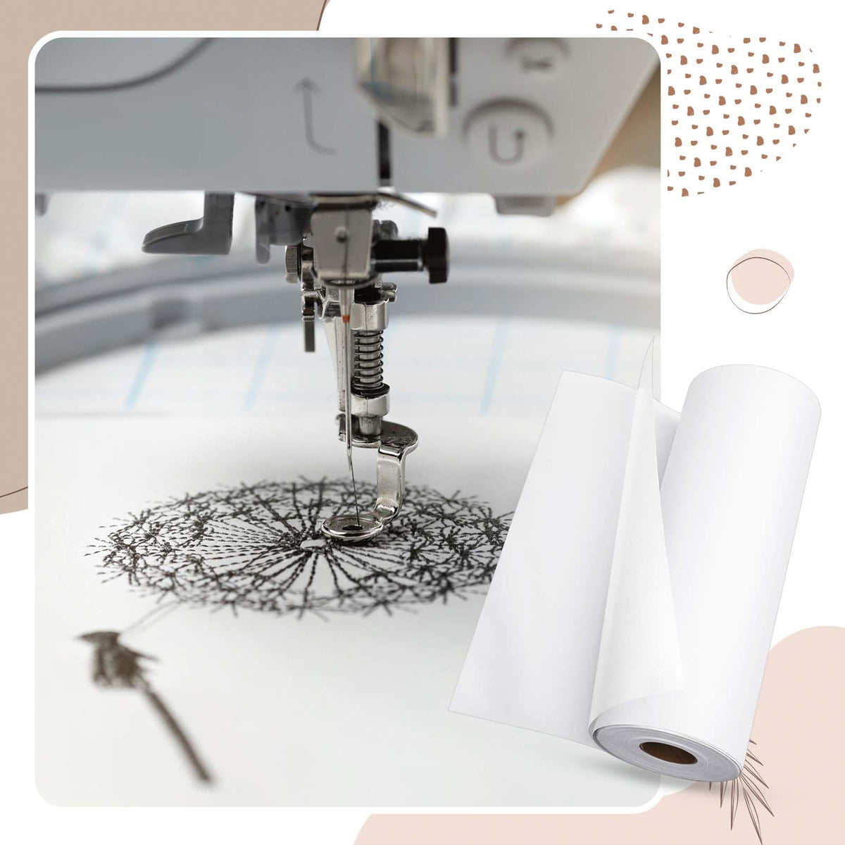 2 Rolls Sticky Self-Adhesive Tear Away Embroidery Stabilizer
