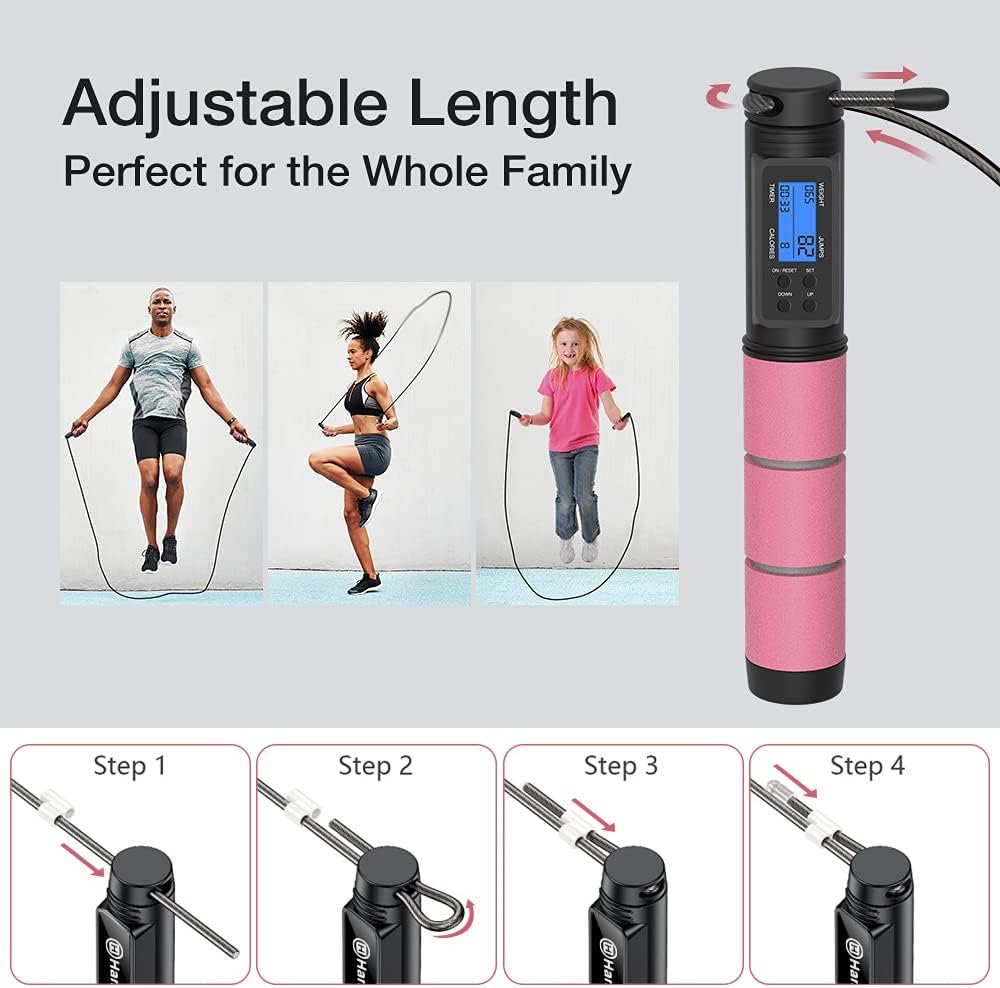 Jump Rope, H Handio Jump Rope with Counter, Workout Jumping Rope with Steel Ball Bearings, Adjustable Length Speed