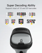 2D Barcode Scanner, Wireless Bluetooth QR Code Scanner with Cradle
